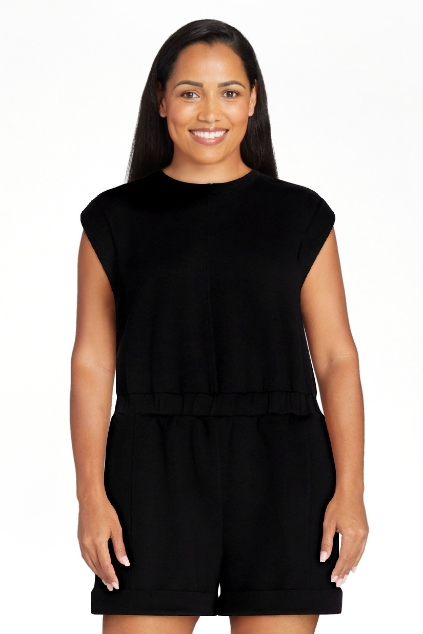 Scoop Women's and Women's Plus Scubaknit Crewneck Romper, Sizes XS-4X | Walmart (US)