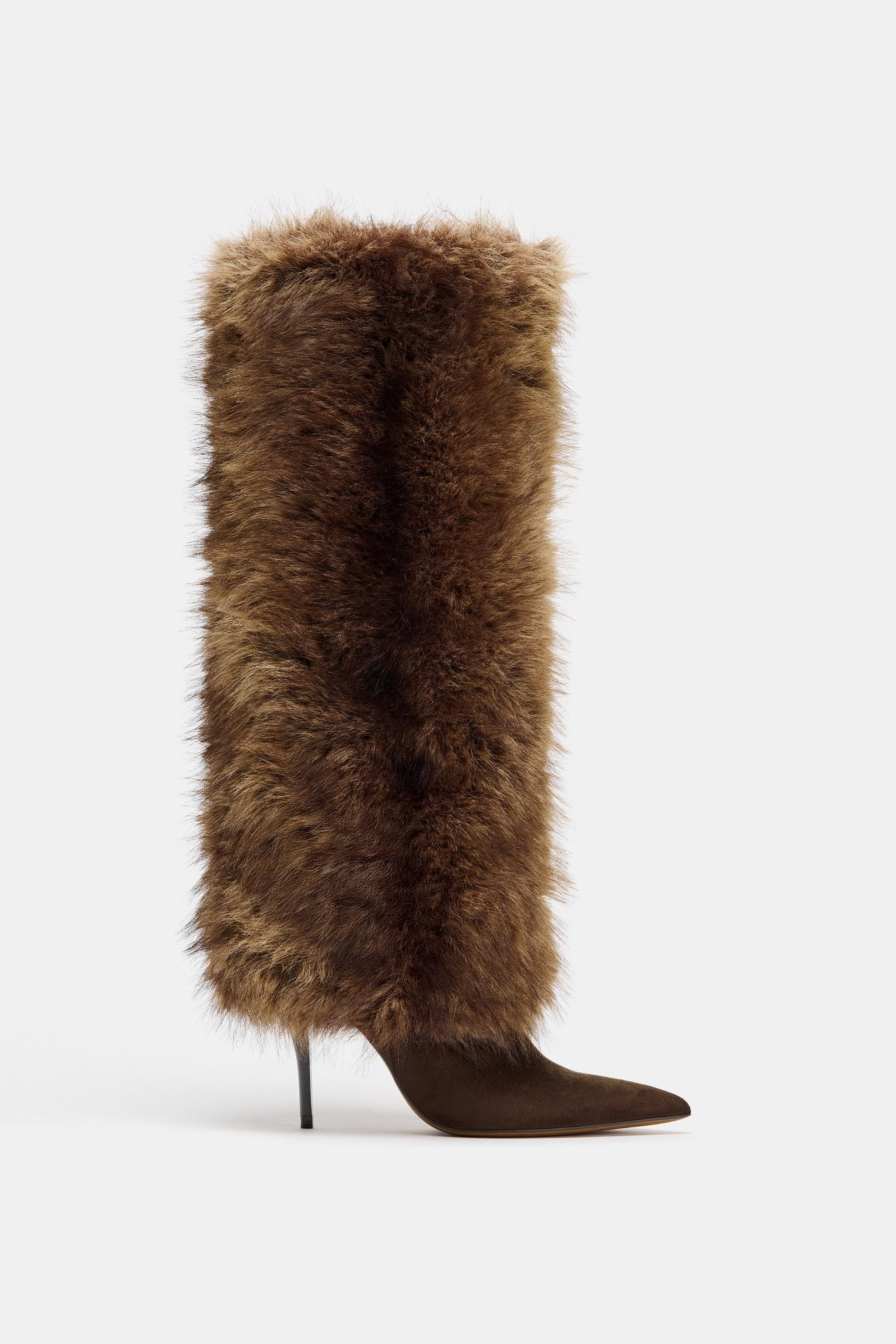 FUR EFFECT HEEL BOOTS | Zara US