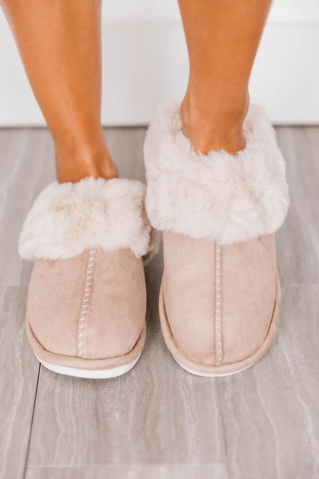 I'm Walking On Air Taupe Slippers | The Pink Lily Boutique