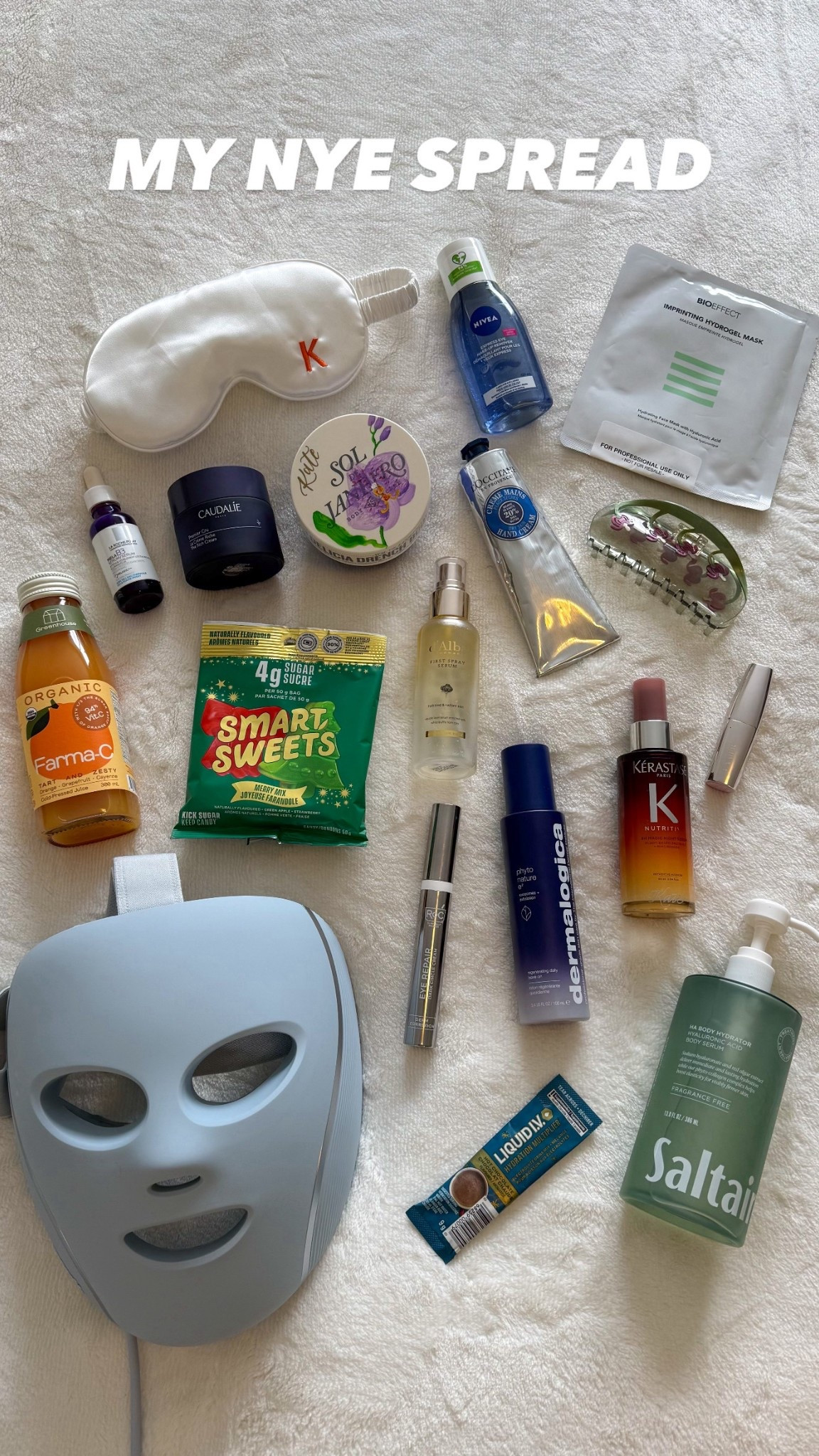 Not what you'd typically see for a New Year's Eve spread but I am 100% staying home tonight and veryyy excited about it #winterskincare