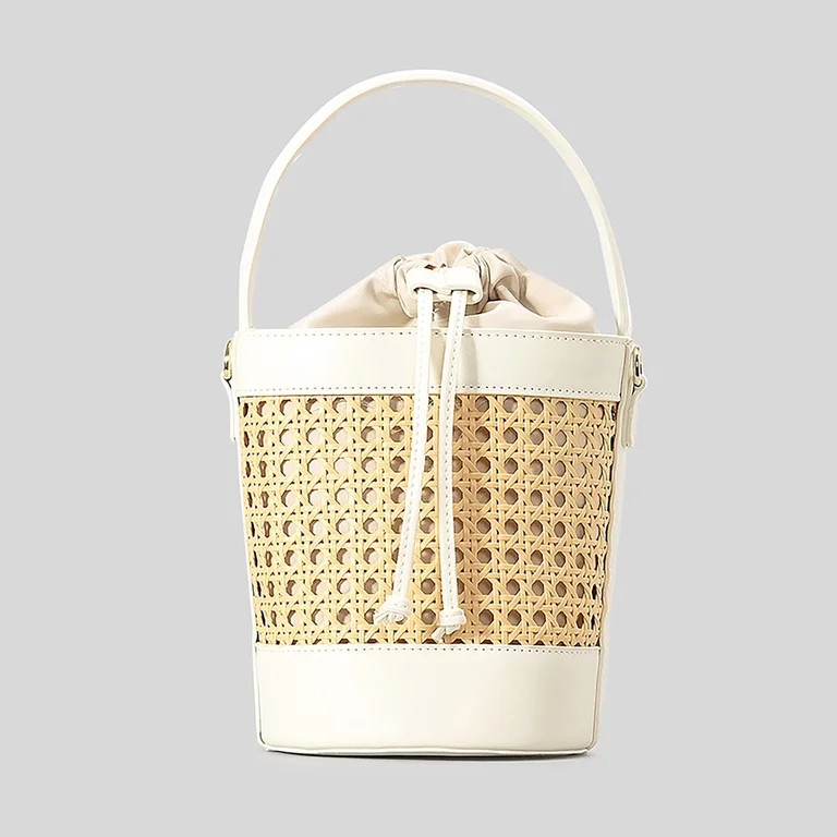 CAIXIA Hand Woven Rattan Hollow Drawstring Shoulder Crossbody Bag Stylish Seaside Holiday Handbag... | Walmart (US)