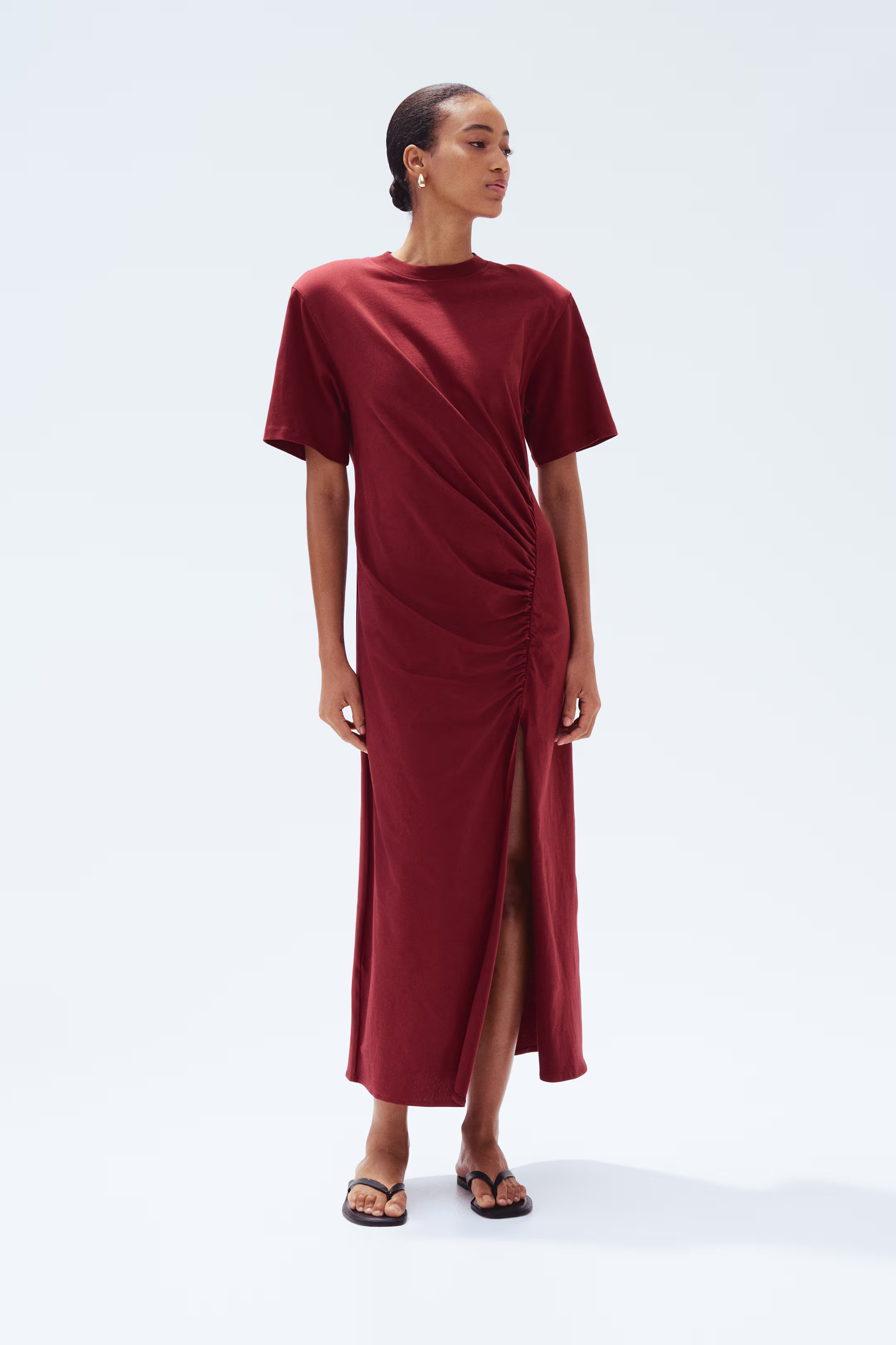 - T-Shirt Dress with Shoulder Pads - Black - Ladies | H&M US | H&M (US + CA)