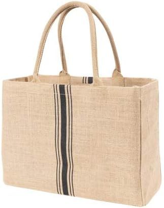 KAF Home Jute Market Tote Handles Reusable Grocery Bag, Triple Stripe | Amazon (US)