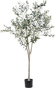 Artificial Olive Tree, 6FT Tall Faux Silk Plant Artificial Tree in Potted Oliver Branch Leaves an... | Amazon (US)
