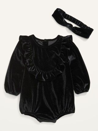 Ruffled Velvet Bubble One-Piece & Headband Set for Baby | Old Navy (US)