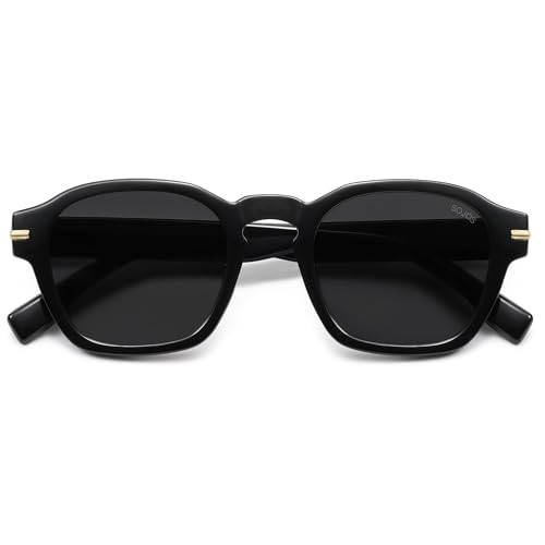 SOJOS Vintage Retro Square Polarized Sunglasses Men Standard Fit Trendy Womens Sun Glasses SJ2382 Black Frame Grey Lens | Amazon (US)