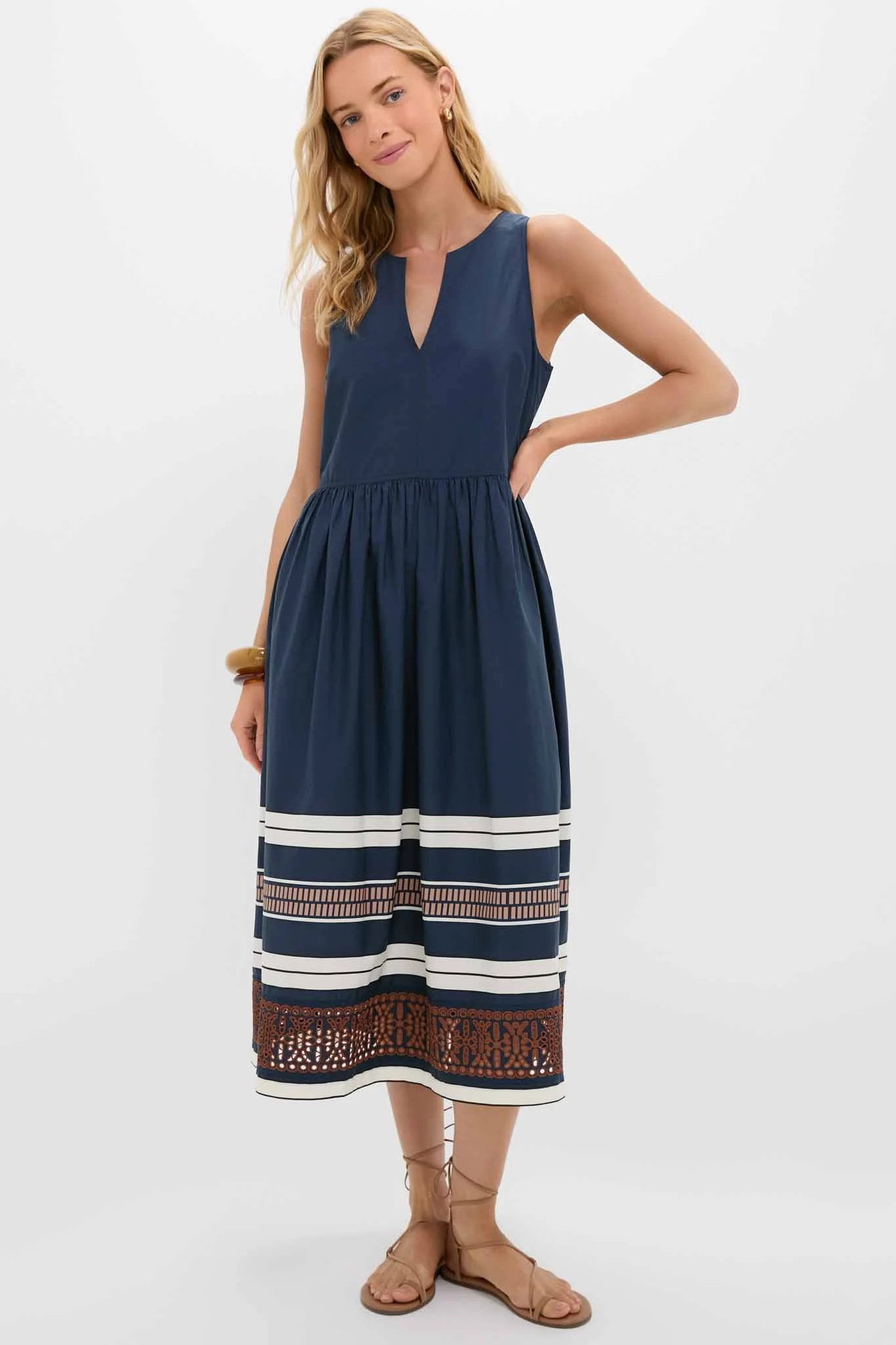 Riverside Stripe Cotton Eyelet Elsie Dress | Tuckernuck (US)