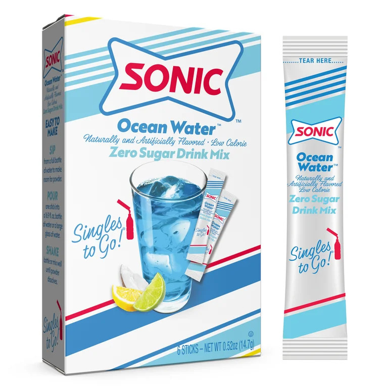 Sonic Zero Sugar Singles-to-Go Powdered Drink Mix, Ocean Water, 6 Count Packets | Walmart (US)
