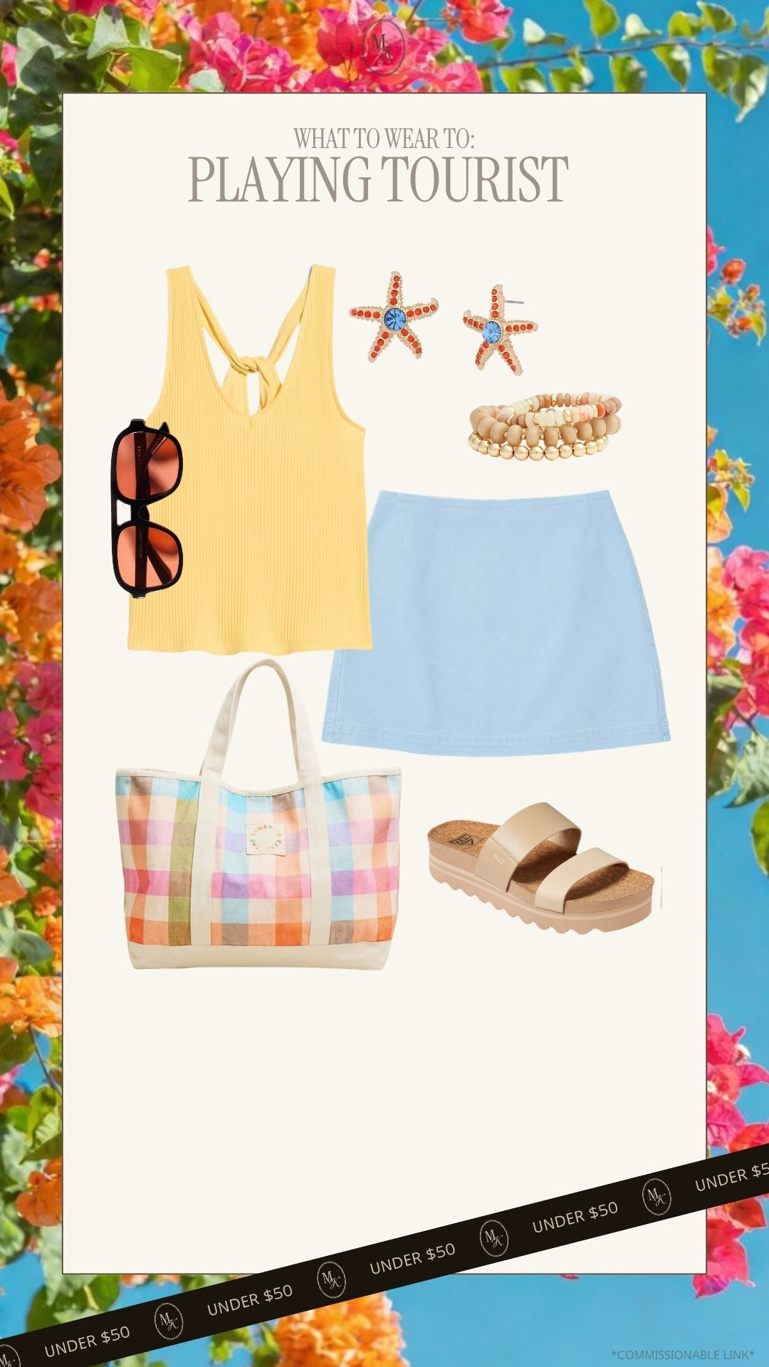 ootd, vacation outfit, date night summer midsize outfit, tourist, mini skirt, yellow, starfish,  midsize style, resort, dinner, date night, beach

#LTKOver40 #LTKMidsize #LTKTall