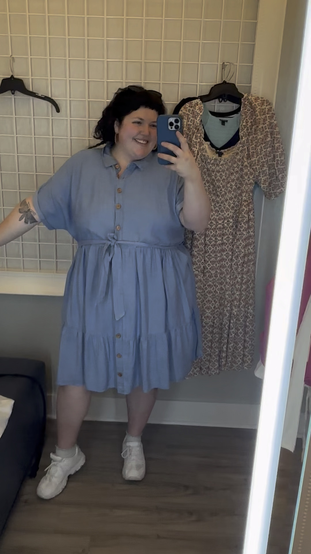 From the torrid fitting room! I have been seeing this dress FOREVER online and I finally got to try it on and it’s as good as I thought. This is a 4X and it’s just a little bigger than I prefer. I love it tied and untied! 

#LTKcurves #LTKstyletip #LTKFind