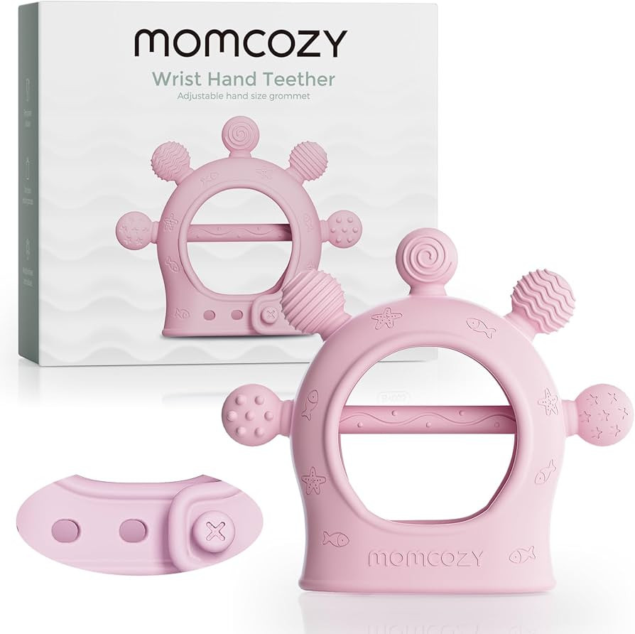 Momcozy Baby Teether Toys | Silicone Teether for 0-12 Months | Baby Teething Relief | Pink | Amazon (US)