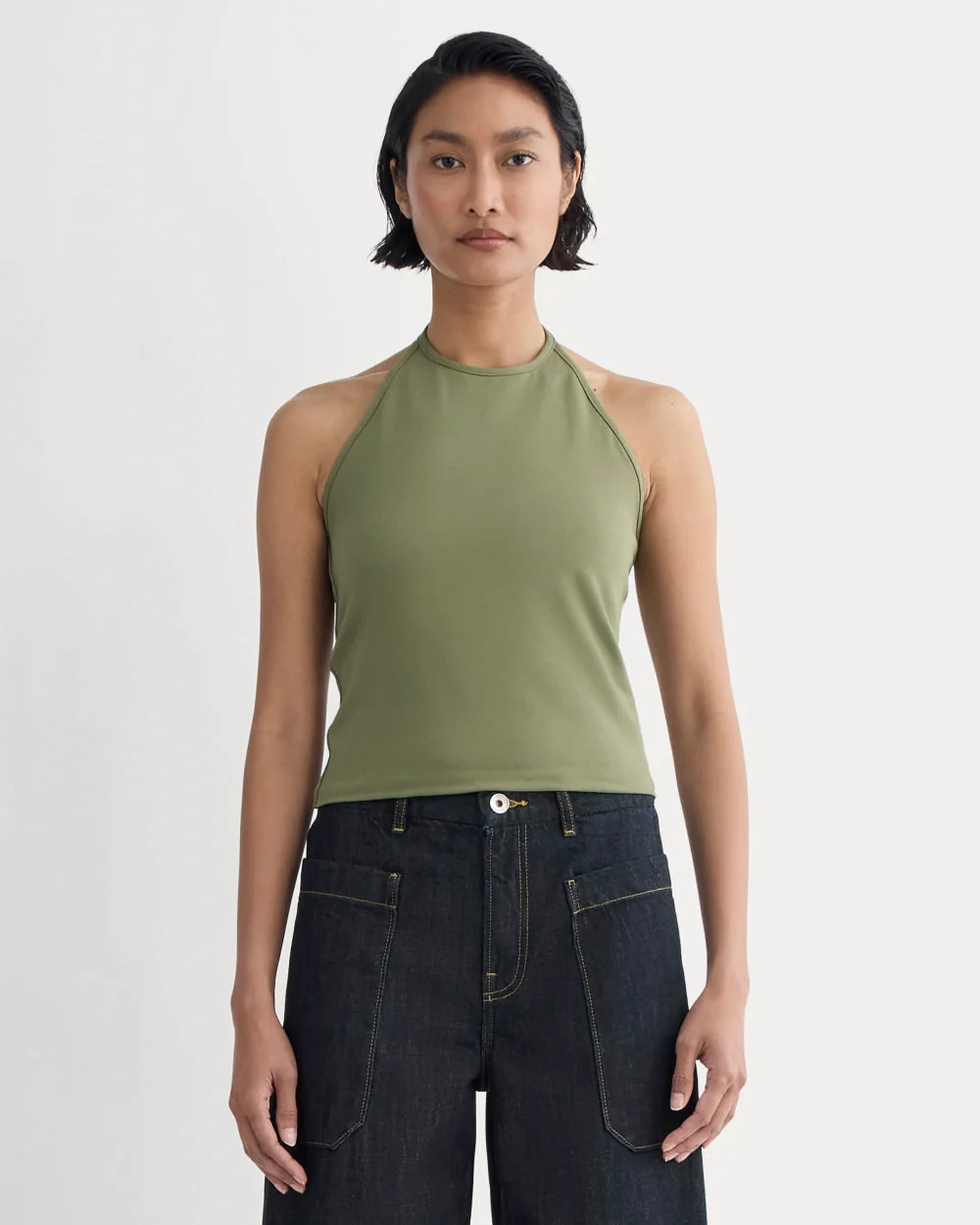 Form Halter Top by Everlane in Lichen Green, Size XXS | Everlane