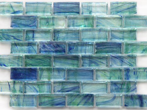 Mirabelle Glass Tile Aqua Blue brick pattern | Amazon (US)
