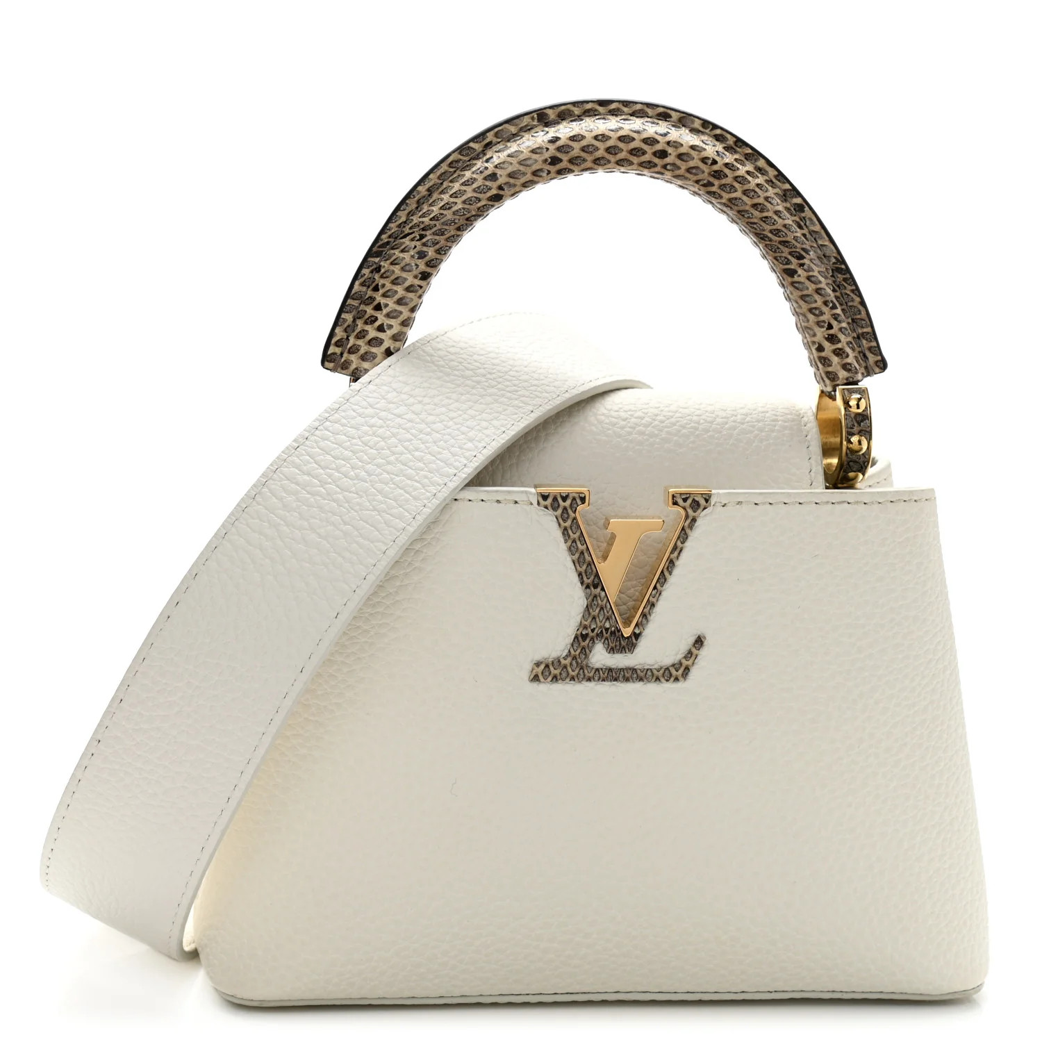 LOUIS VUITTON Taurillon Ayers Capucines Mini White Snow White | FASHIONPHILE (US)