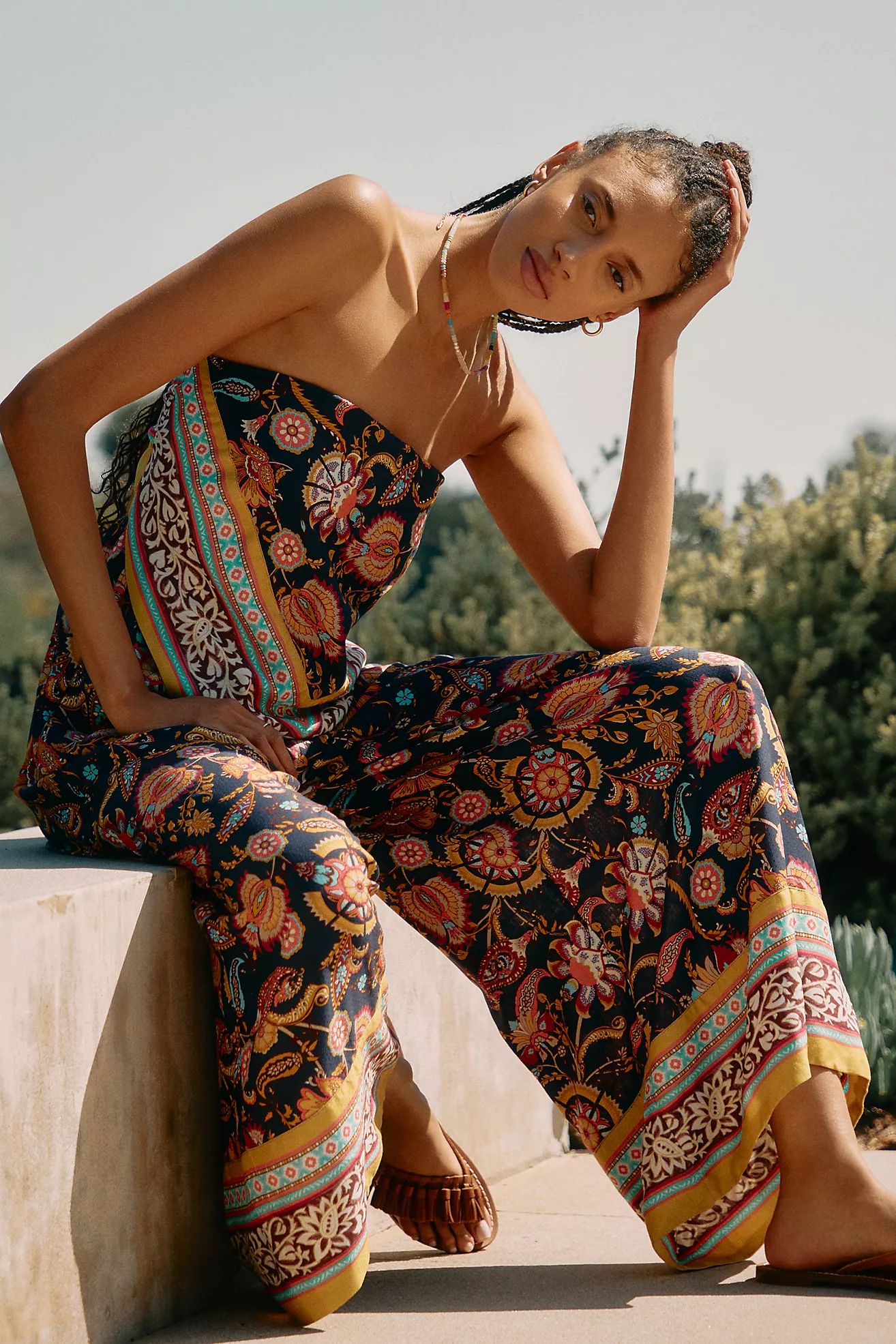 By Anthropologie Scarf-Print Jumpsuit | Anthropologie (US)