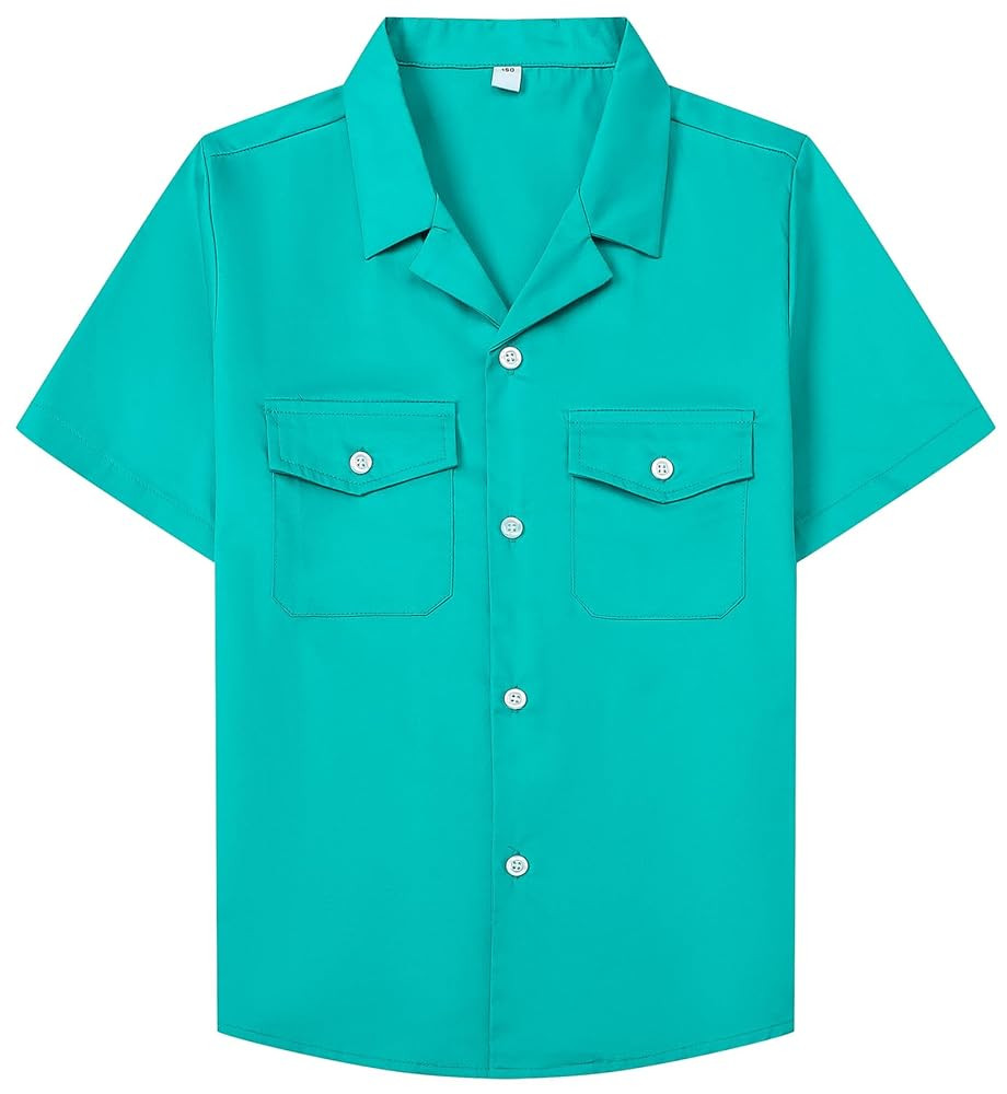 SANGTREE Mens and Boys Casual Short Sleeve Button Down Shirts with Two Pockets, US 12 Months - Ad... | Amazon (US)