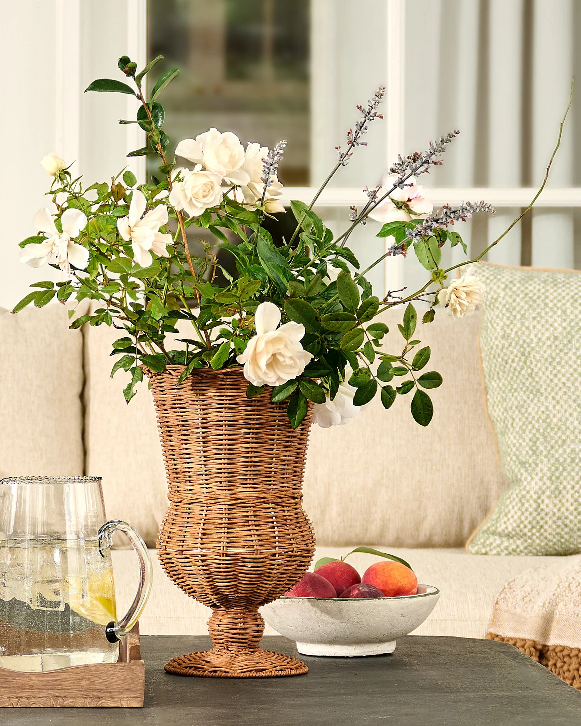 Woven Rattan Footed Vessel | Magnolia