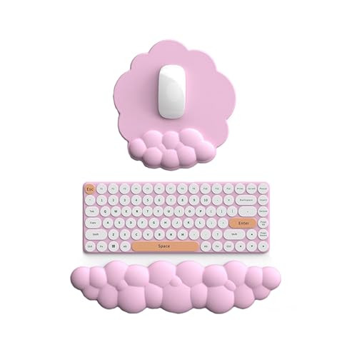 Cloud Keyboard Wrist Rest and Mouse Pad with Wrist Rest Set Ergonomic Cute Hand Rest Support Soft Memory Foam Non-Slip Kawaii Cushion Desk Mat for Home Office/Computer/Laptop (Pink) | Amazon (US)