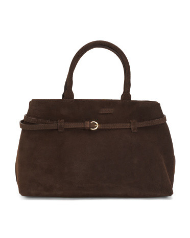 Made In Italy Leather Belted Satchel | TJ Maxx