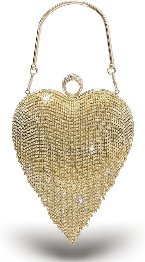 Women's Rhinestone Heart-Shaped Clutch Purse Sparkly Evening Bag for Weddings Prom Cocktail Parti... | Amazon (US)