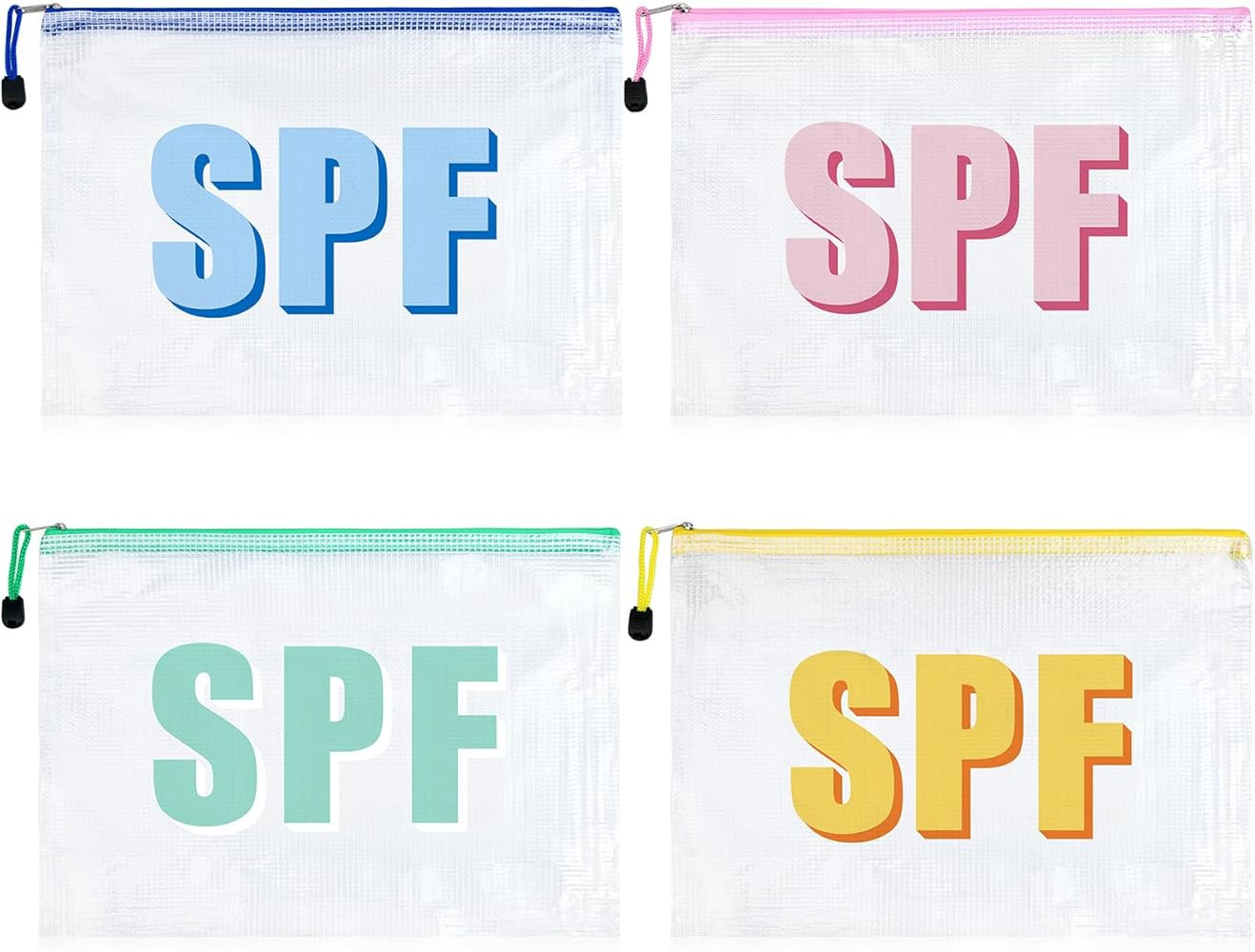 4PCS SPF Makeup Bag Clear Zippered SPF Bag Cosmetic Pouch Waterproof Travel Toiletry Organizer fo... | Amazon (US)