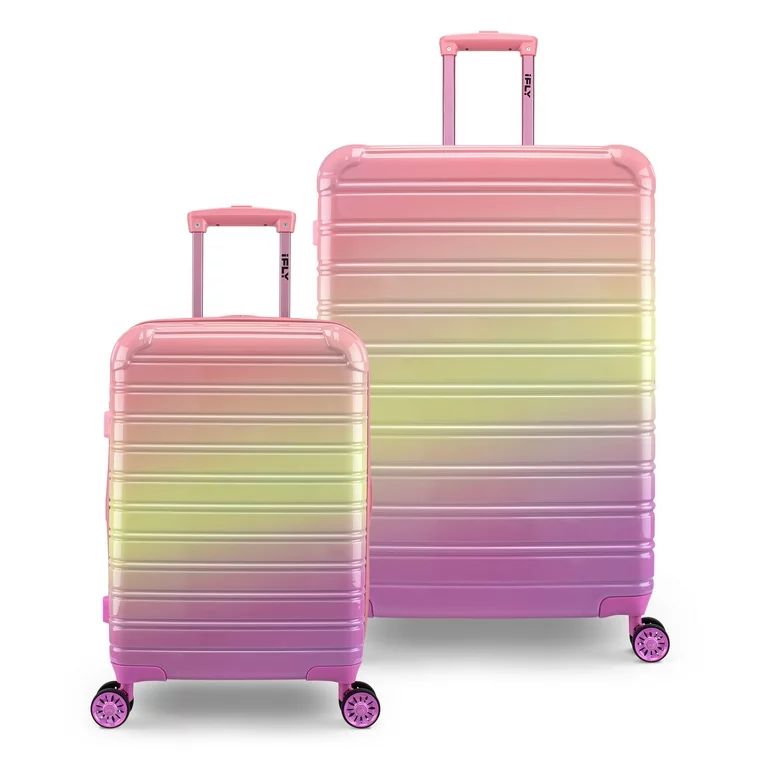 iFLY Hardside Luggage Fibertech 2 Piece Set, 20" Carry-On Luggage and 28" Checked Luggage, Sorbet | Walmart (US)