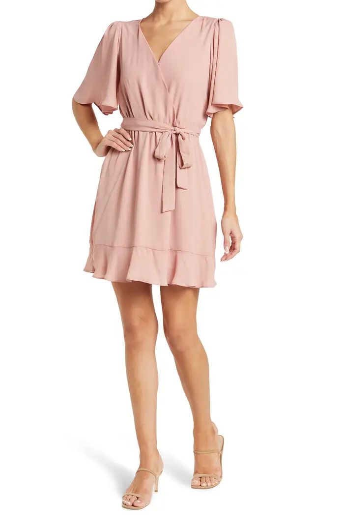 Short Sleeve Wrap Mini Dress | Nordstrom Rack