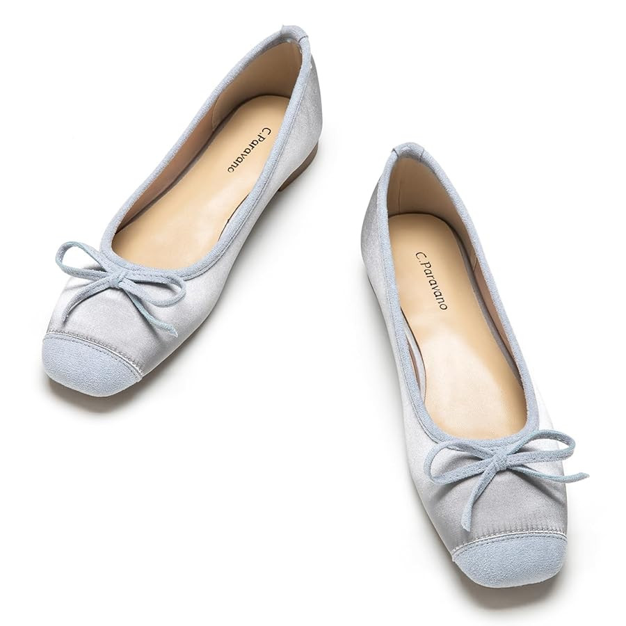 C.Paravano Women's Flats with Bowknot | Casual Slip On Dress Shoes | Comfortable Square Toe Shoes... | Amazon (US)