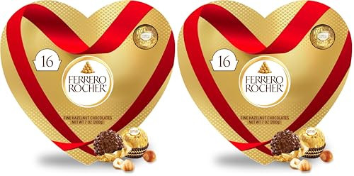 Ferrero Rocher Fine Hazelnut Chocolates, Valentine’s Day Heart Gift Box, 16 Piece Premium Chocolate for Gifting, 7 oz (Pack of 2) | Amazon (US)
