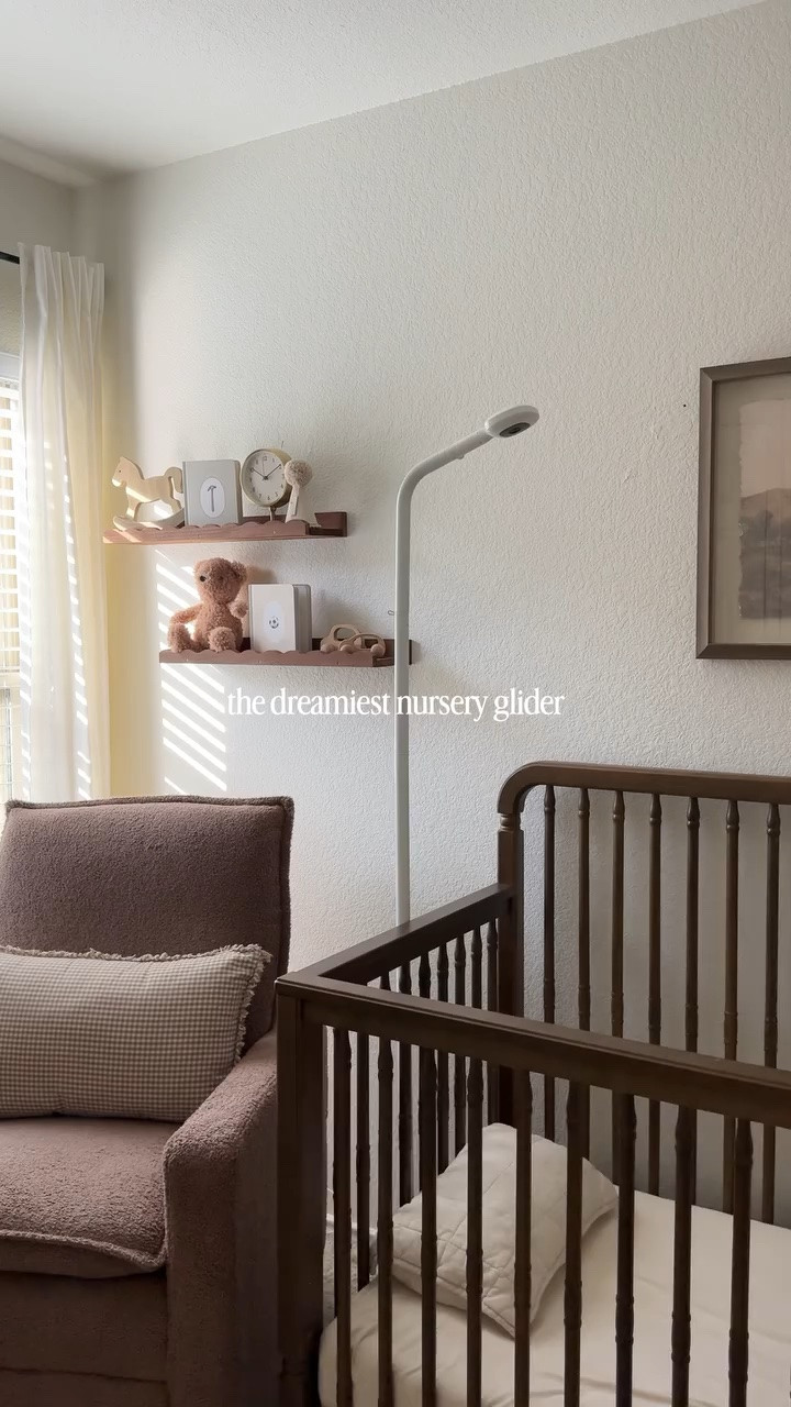 love anything brown 🤎🧸☕️ comment “shop” and i’ll send you the link!! 🥹 

#nursery #nurseryglider #nurseryinspo #nurserydecor #rockingchair 

nursery glider 
nursery rocking chair 
nursery inspiration 
boy nursery 
gender neutral nursery 
boy nursery inspo
best nursery glider 
boucle glider 
baby favorites 
nursery favorites 
newborn must haves 
nursing chair