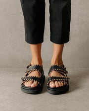 Barrel Black Tan Sandals | Alohas FR