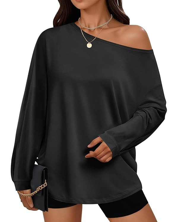 Cicy Bell Womens Oversized Off The Shoulder Tops Fall Casual Lantern Long Sleeve T Shirts Trendy ... | Amazon (US)