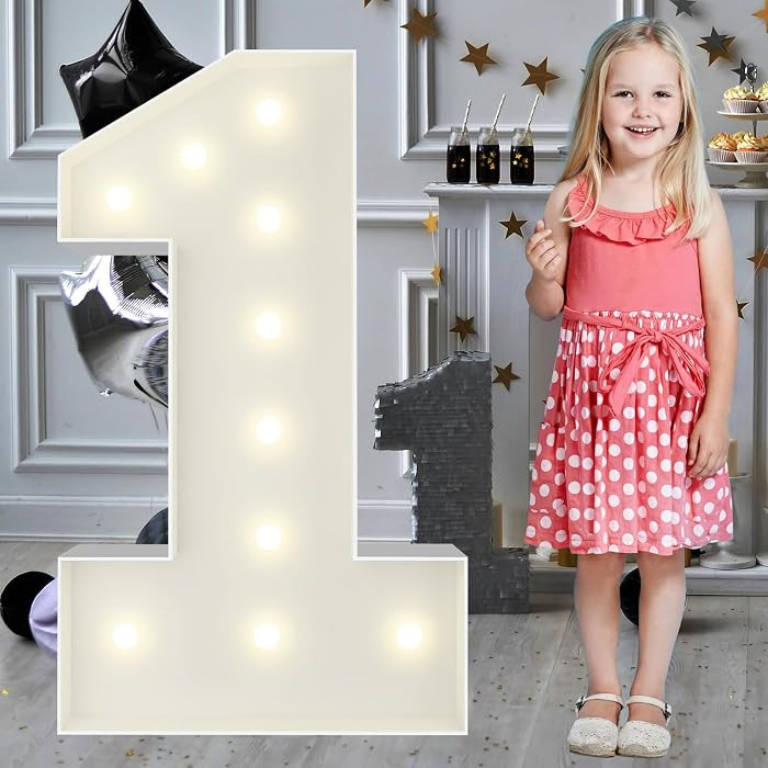 3FT Marquee Light Up Numbers Pre-Cut Frame Giant Marquee Numbers 1, Mosaic Numbers for Balloons, ... | Amazon (US)