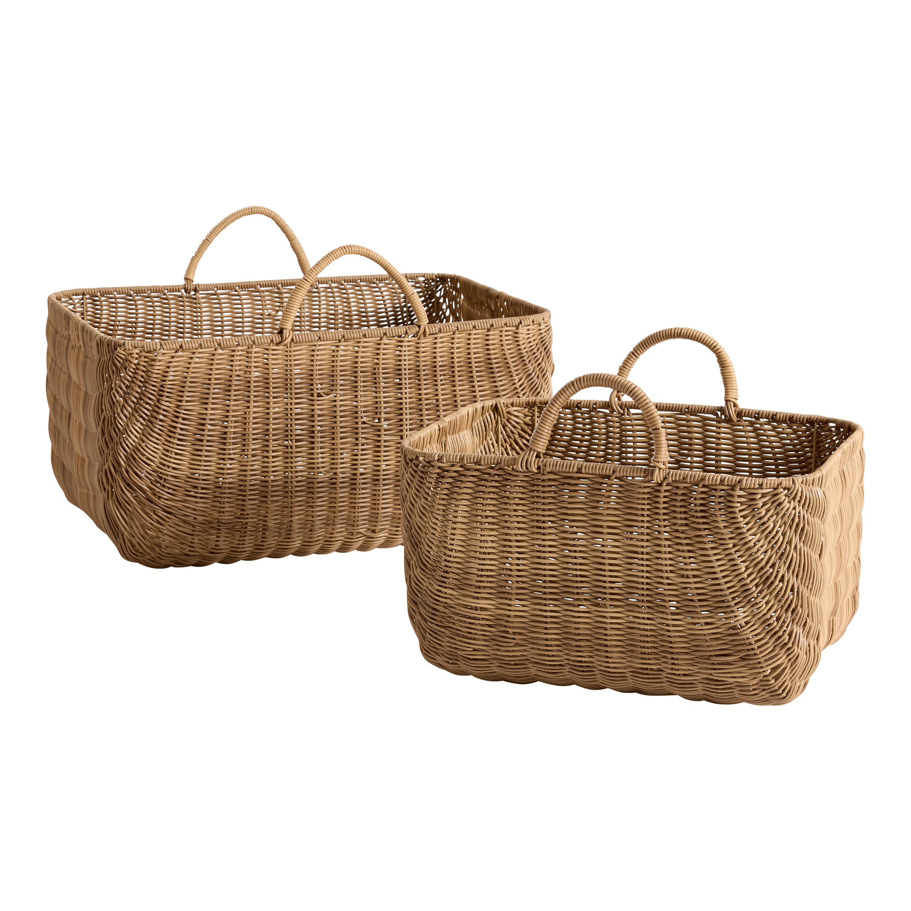 Sorrento Ombre Faux Rattan Outdoor Tote Basket | World Market