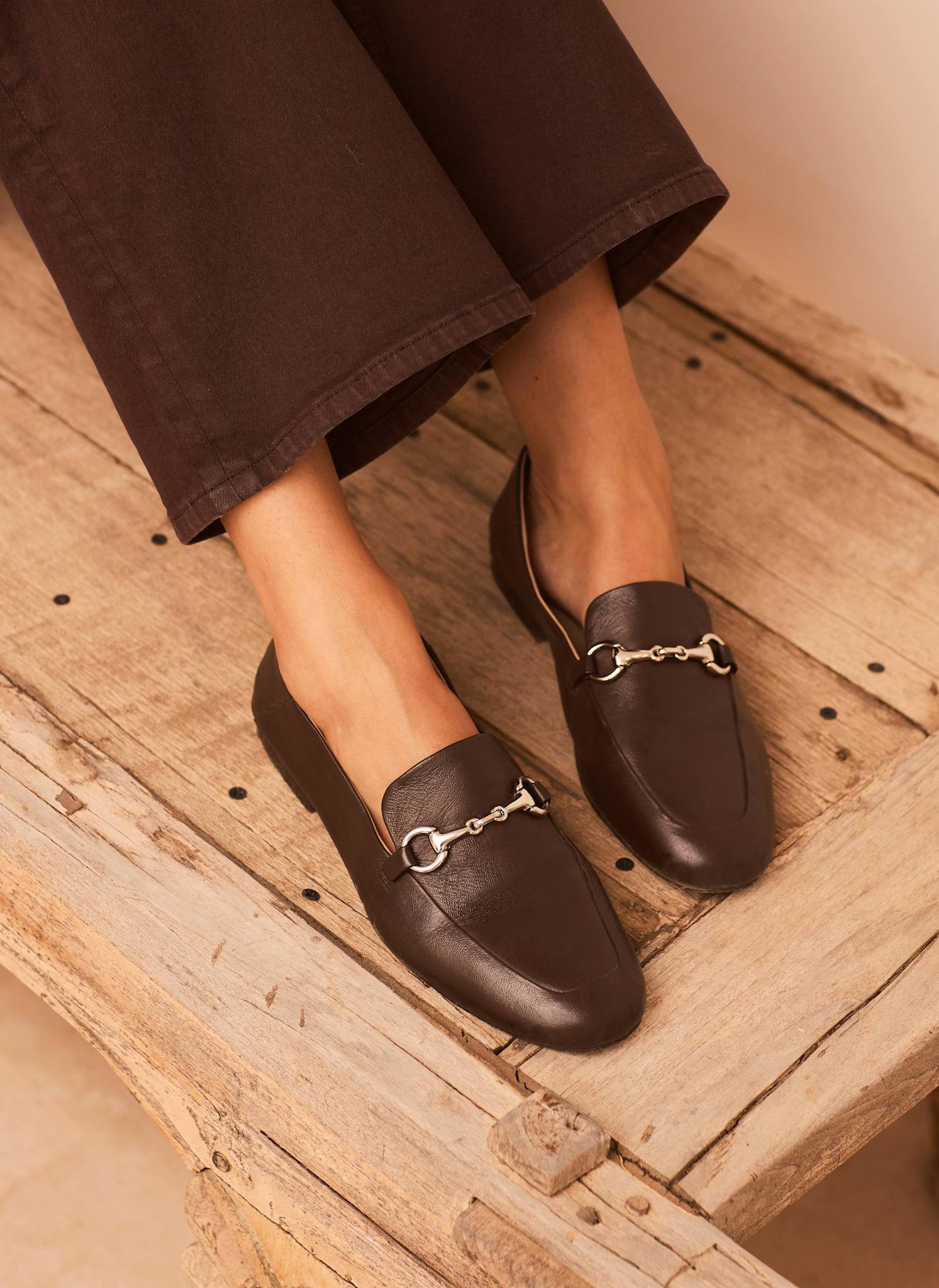 Camille Brown Leather Loafers | Mint Velvet - ROW
