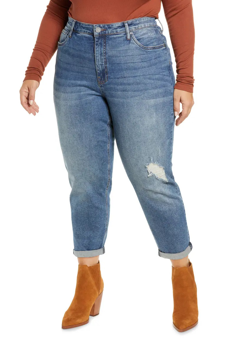 KUT from the Kloth Rachael Ripped Raw Hem Crop Mom Jeans | Nordstrom | Nordstrom