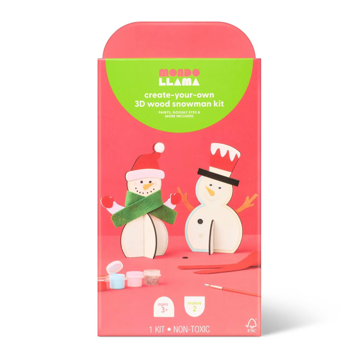 Christmas Craft 3D 2ct Wood Snowman Painting Activity Kit - Mondo Llama™ | Target