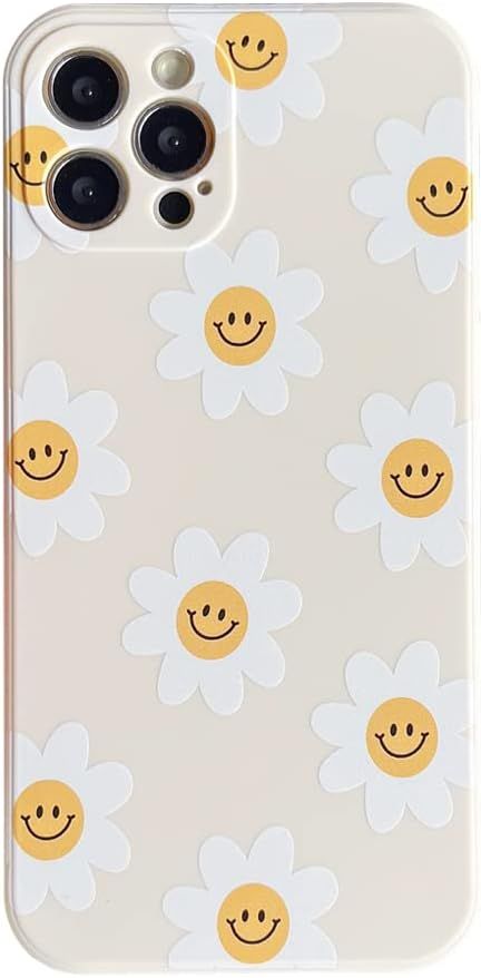 Sunflower Smile Cute Flower Phone Case for Apple iPhone 12 Pro Max 6.7 inch Smooth Silicone Soft ... | Amazon (US)