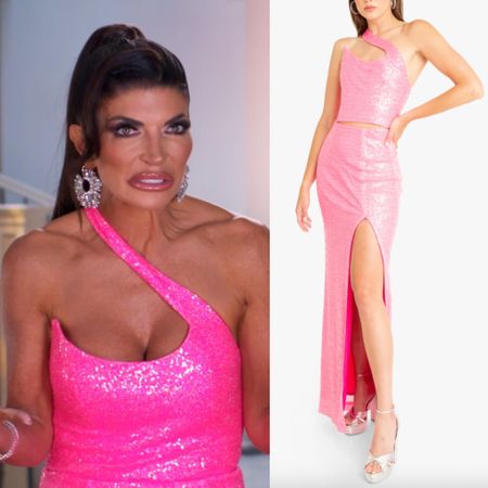 Teresa Giudice’s Pink Sequin Cutout Confessional Look