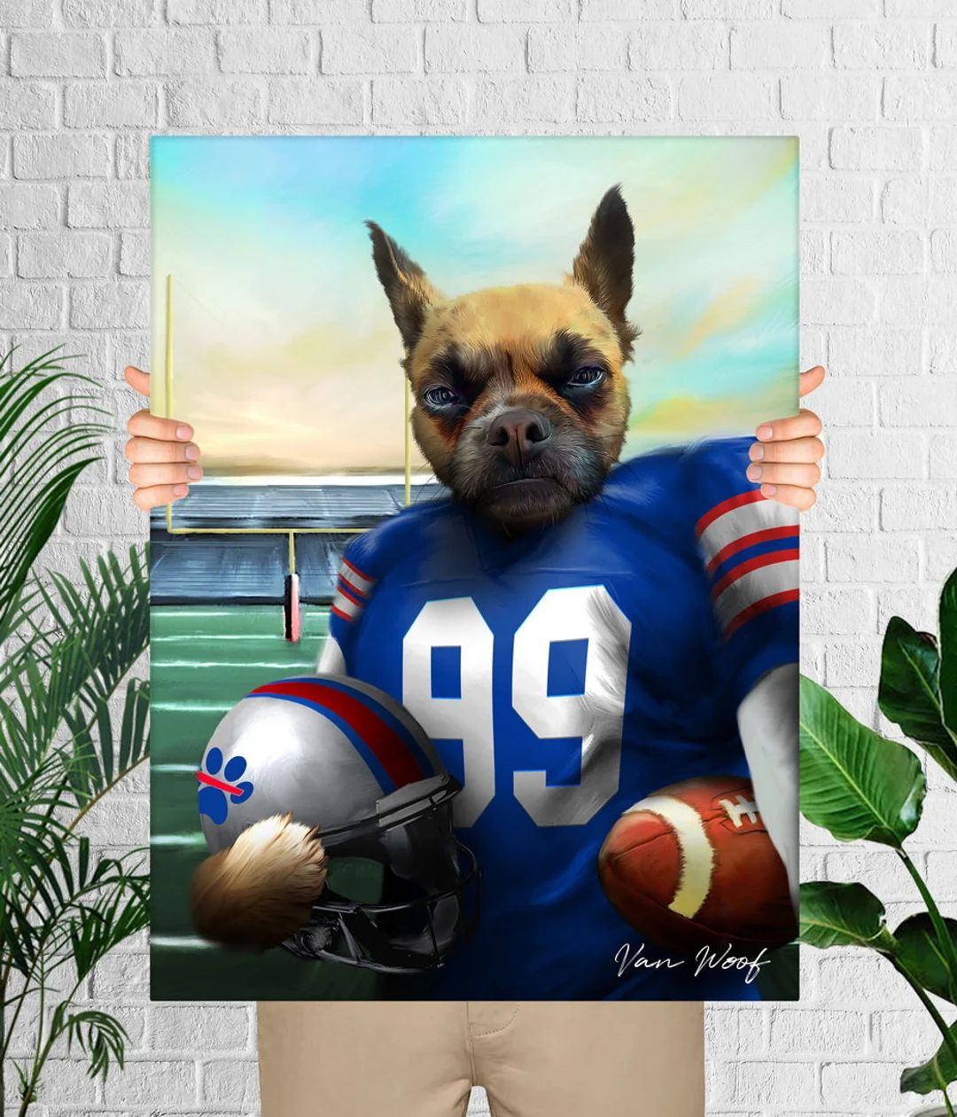 Buffalo Football Team Pet Portrait, American Football Fan Gift Art, Custom Dog Portrait, Funny Pe... | Etsy (US)