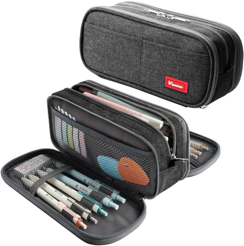 Large Pencil Case Big Capacity Pencil Bag Large Storage Pouch 3 Compartments Desk Organizer Marke... | Amazon (US)