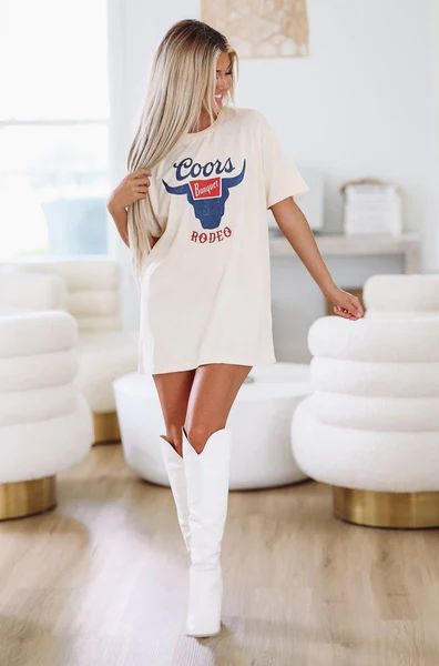 Coors Banquet Graphic Tee / T-shirt Dress - Cream | Hazel and Olive