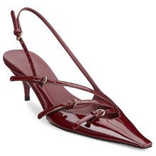 YIYA Womens Cherry Red Kitten Heels For Fall Slingback Closed Pointed Toe Stiletto High Heels Backless SlipOn Heeled SpringSummer Pumps Dress Shoes | SHEIN