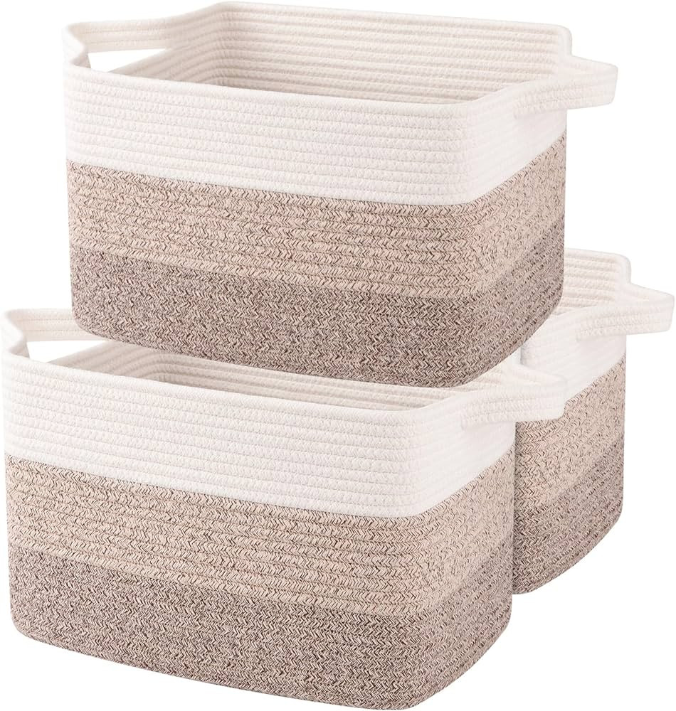 OIAHOMY Storage Basket, Woven Baskets for Storage, Cotton Rope Basket for toys,Towel Baskets for ... | Amazon (US)
