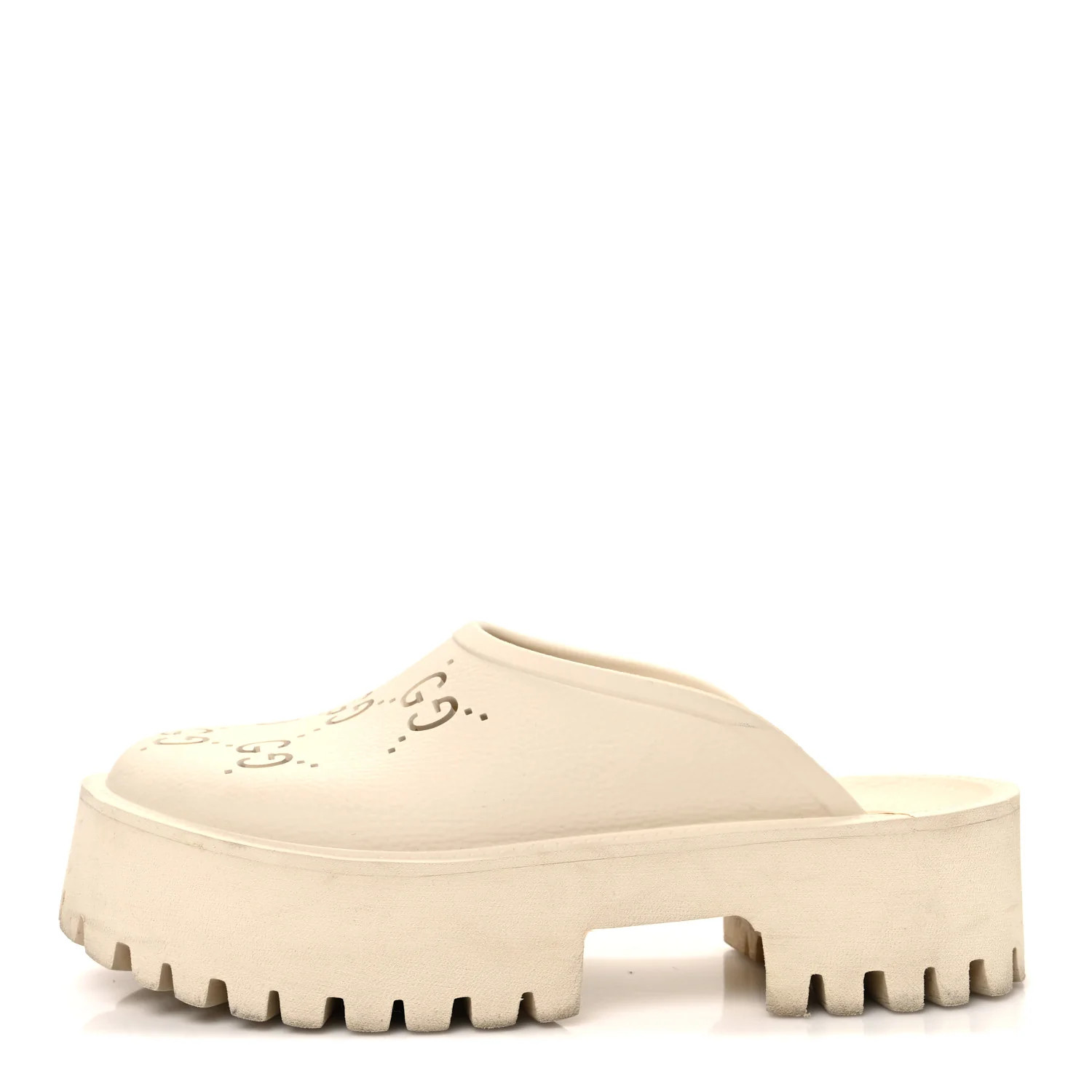 Rubber Monogram GG Go Through Platform Slide Clogs 40 Mystic White | FASHIONPHILE (US)