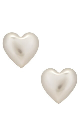 Roxanne Assoulin The Puffy Heart Stud Earrings in Metallic Silver. | Revolve Clothing (Global)
