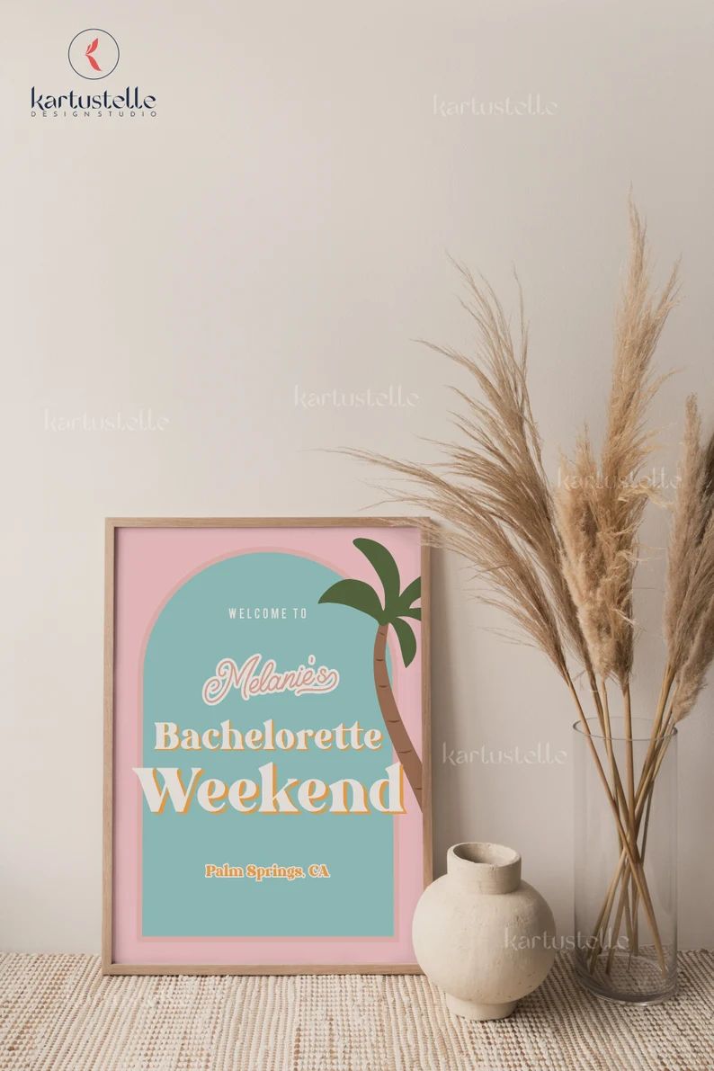 Palm Springs Bachelorette Party Welcome Sign Template Palm - Etsy | Etsy (US)