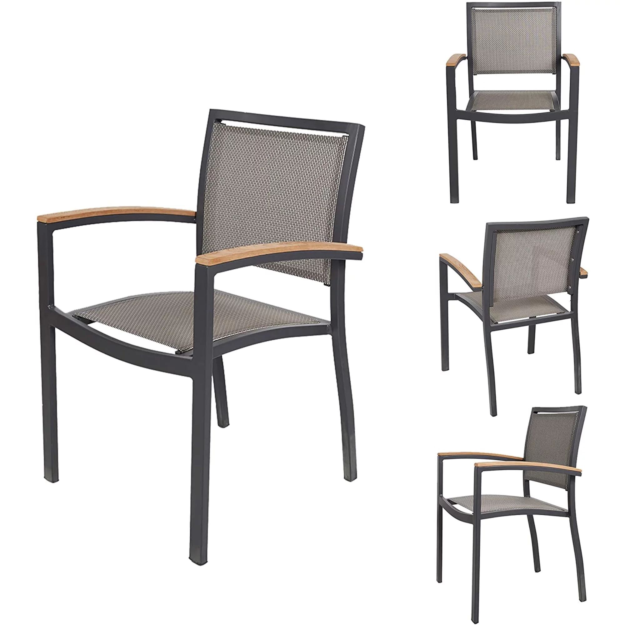 KARMAS PRRDUCT Patio Dining Chairs Set of 4,Outdoor Stackable Dining Chairs with Armrest Textilen... | Walmart (US)