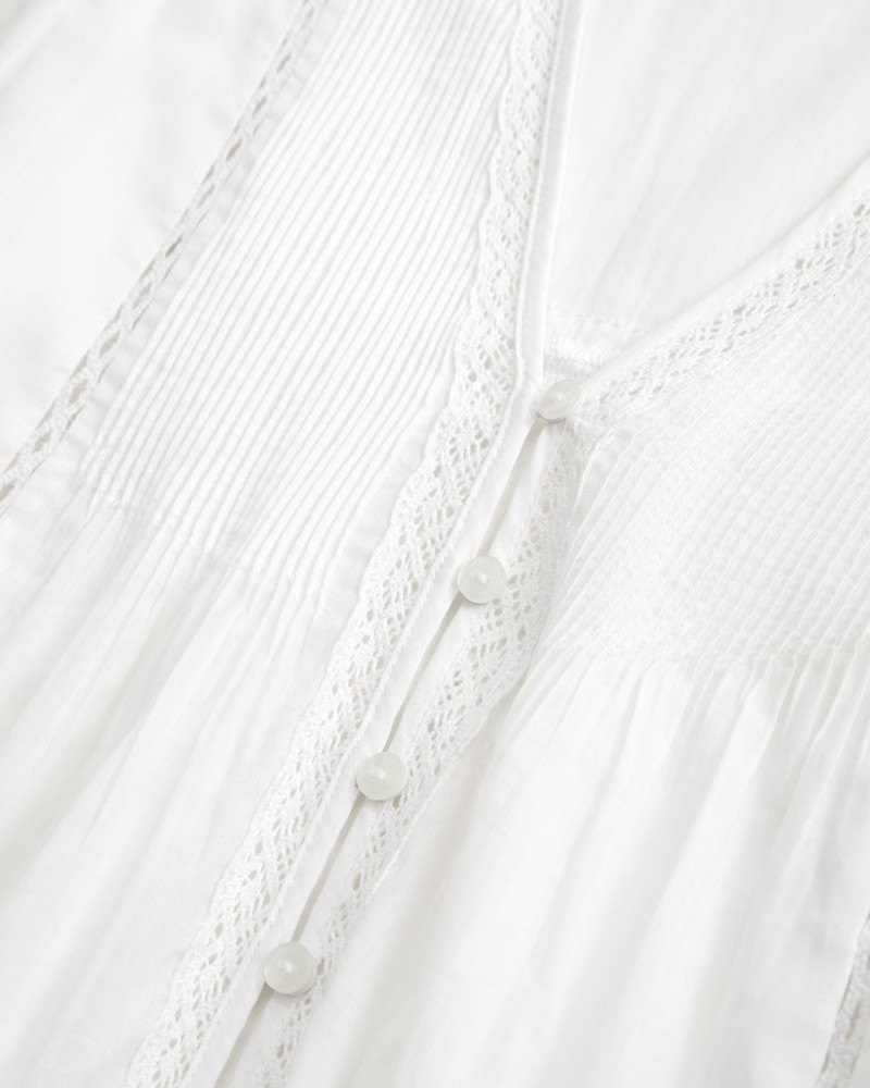 Lace-Trim Button-Through Blouse | Abercrombie & Fitch (US)