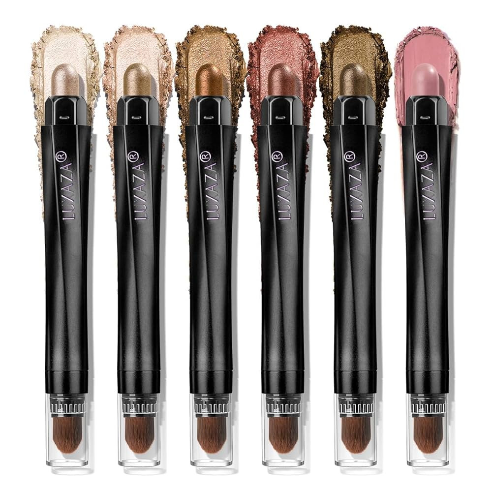 BROWN NEUTRAL Eyeshadow Stick Makeup 6PCS Set, Metallic Shimmer Matte Cream Eye Shadow Eyeliner B... | Amazon (US)